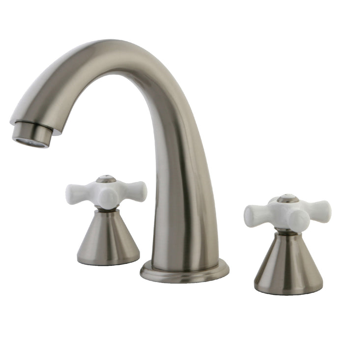 Kingston Tulare KS2368PX - Naples Two-Handle 3-Hole Deck Mount Roman Tub Faucet, Brushed Nickel