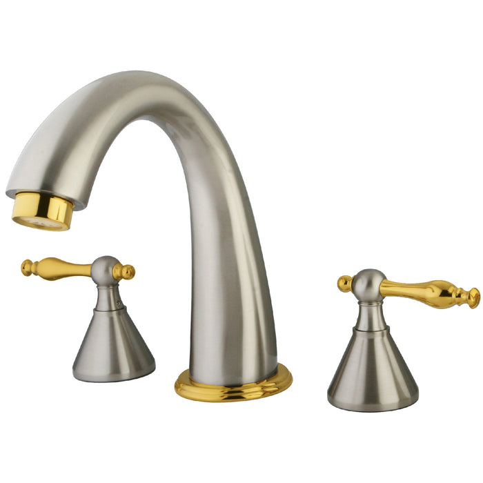 Kingston Tulare KS2369NL - Naples Two-Handle 3-Hole Deck Mount Roman Tub Faucet, Brushed Nickel/Polished Brass