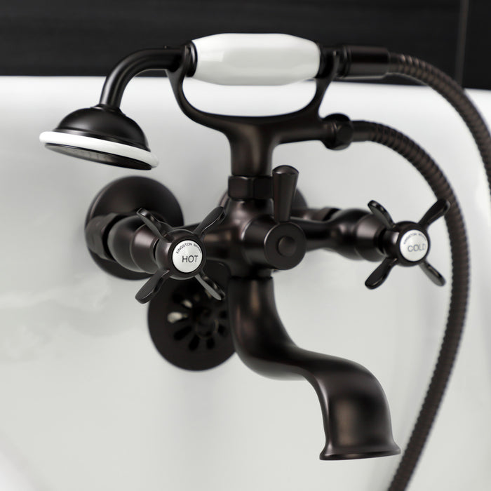 Essex KS245ORB Three-Handle 2-Hole Tub Wall Mount Clawfoot Tub Faucet with Handshower, Oil Rubbed Bronze