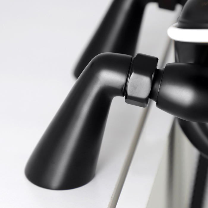 Kingston Heirloom KS247MB - Essex Three-Handle 2-Hole Deck-Mount Clawfoot Tub Faucet with Hand Shower, Matte Black