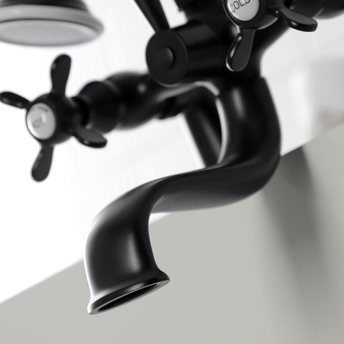 Essex KS247MB Three-Handle 2-Hole Deck Mount Clawfoot Tub Faucet with Handshower, Matte Black