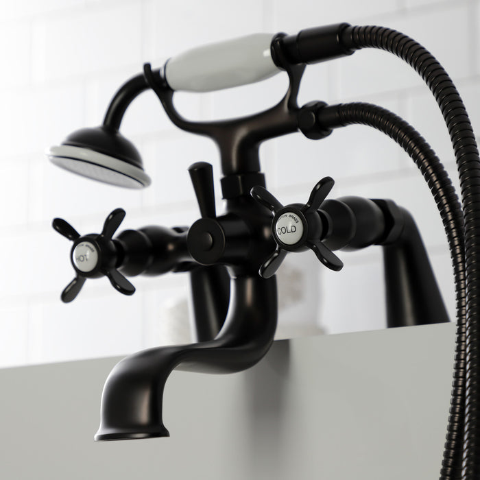 Essex KS247ORB Three-Handle 2-Hole Deck Mount Clawfoot Tub Faucet with Handshower, Oil Rubbed Bronze