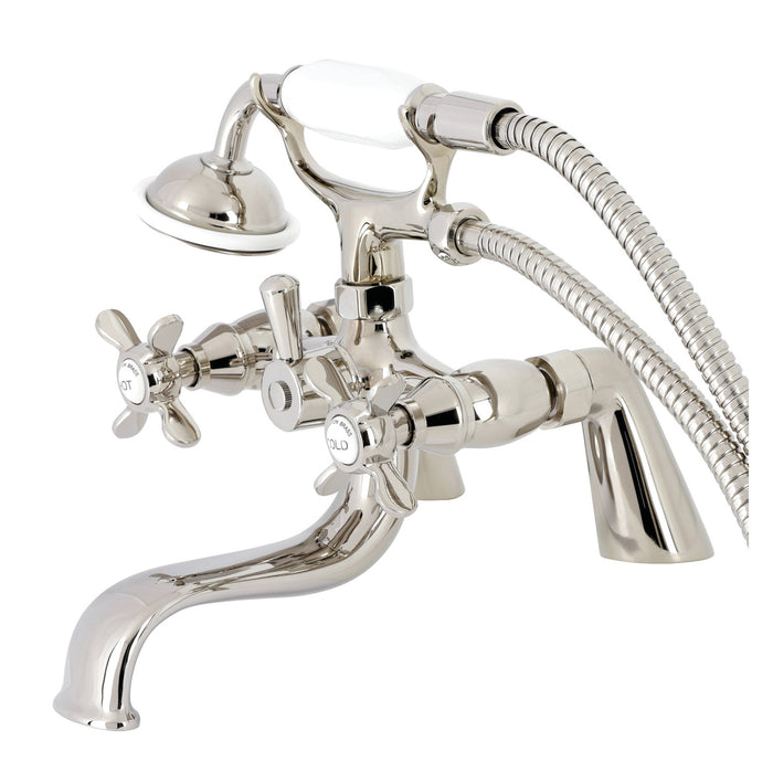 Essex KS247PN Three-Handle 2-Hole Deck Mount Clawfoot Tub Faucet with Handshower, Polished Nickel