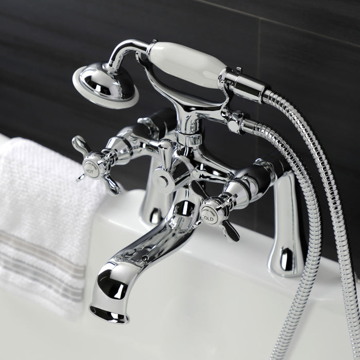 Essex KS248C Three-Handle 2-Hole Deck Mount Clawfoot Tub Faucet with Handshower, Polished Chrome