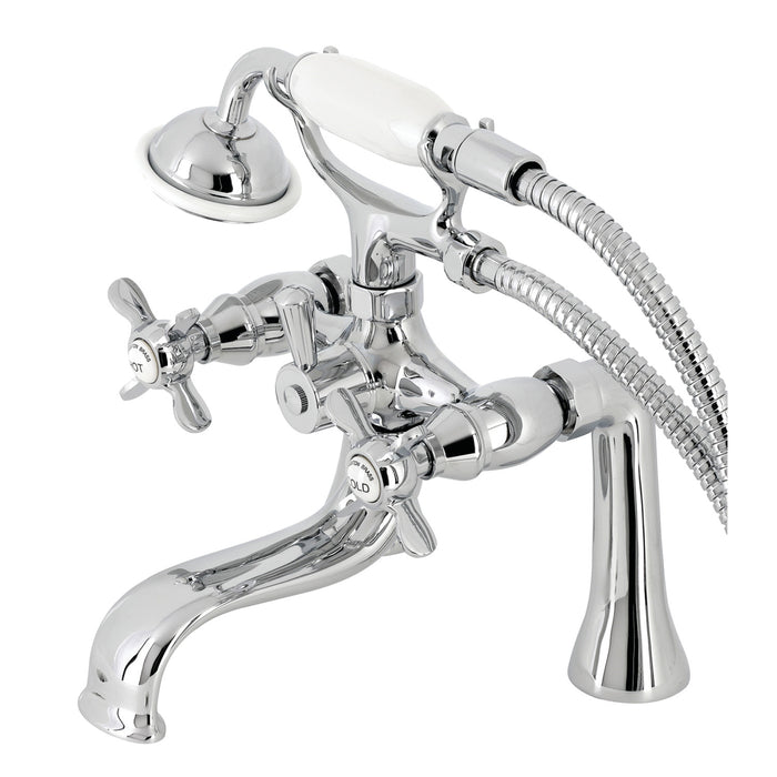 Kingston Heirloom KS248C - Essex Three-Handle 2-Hole Deck-Mount Clawfoot Tub Faucet with Hand Shower, Polished Chrome