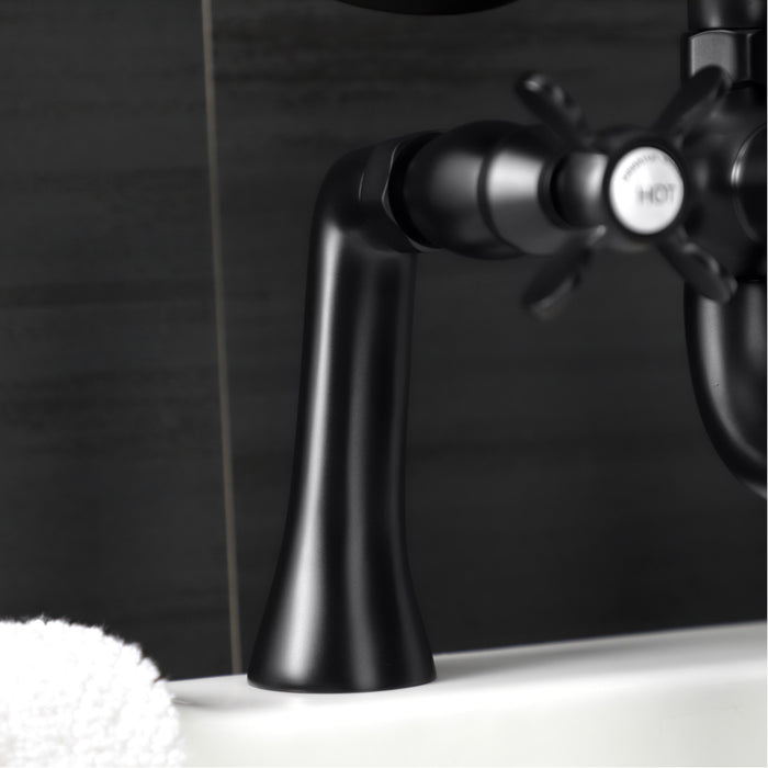 Kingston Heirloom KS248MB - Essex Three-Handle 2-Hole Deck-Mount Clawfoot Tub Faucet with Hand Shower, Matte Black
