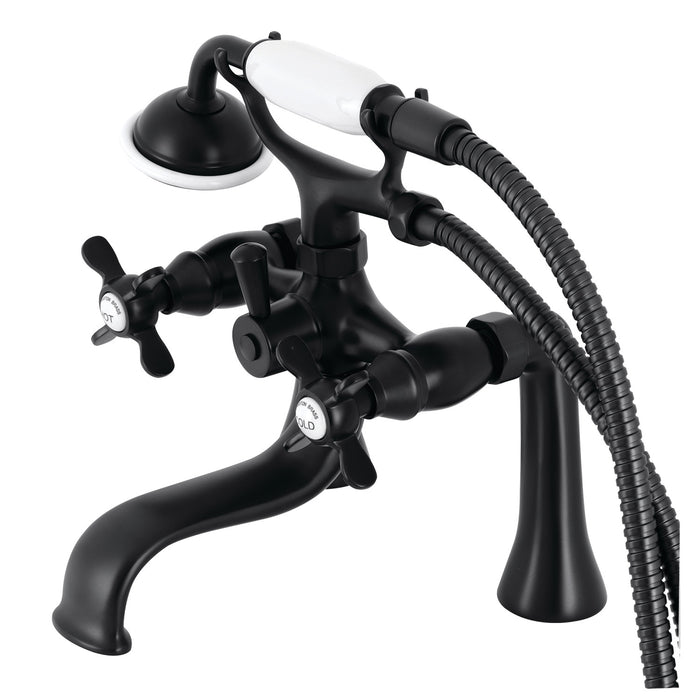 Essex KS248MB Three-Handle 2-Hole Deck Mount Clawfoot Tub Faucet with Handshower, Matte Black