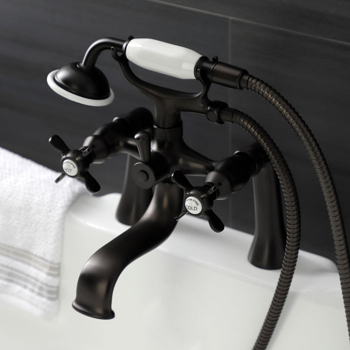 Essex KS248ORB Three-Handle 2-Hole Deck Mount Clawfoot Tub Faucet with Handshower, Oil Rubbed Bronze