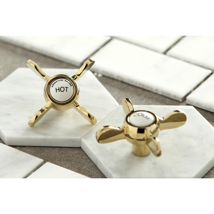 Kingston Heirloom KS248PB - Essex Three-Handle 2-Hole Deck-Mount Clawfoot Tub Faucet with Hand Shower, Polished Brass