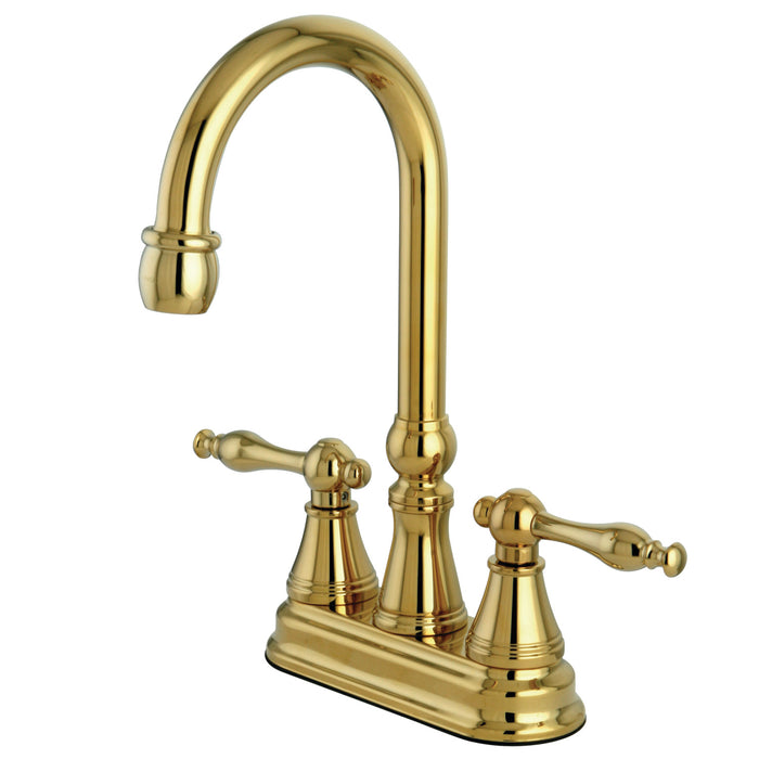 Naples KS2492NL Two-Handle 2-Hole Deck Mount Bar Faucet, Polished Brass