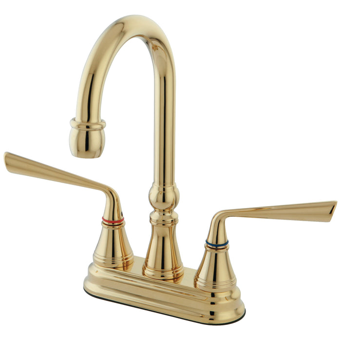 Silver Sage KS2492ZL Two-Handle 2-Hole Deck Mount Bar Faucet, Polished Brass