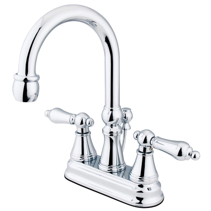 Governor KS2611AL Two-Handle 3-Hole Deck Mount 4" Centerset Bathroom Faucet with Brass Pop-Up, Polished Chrome