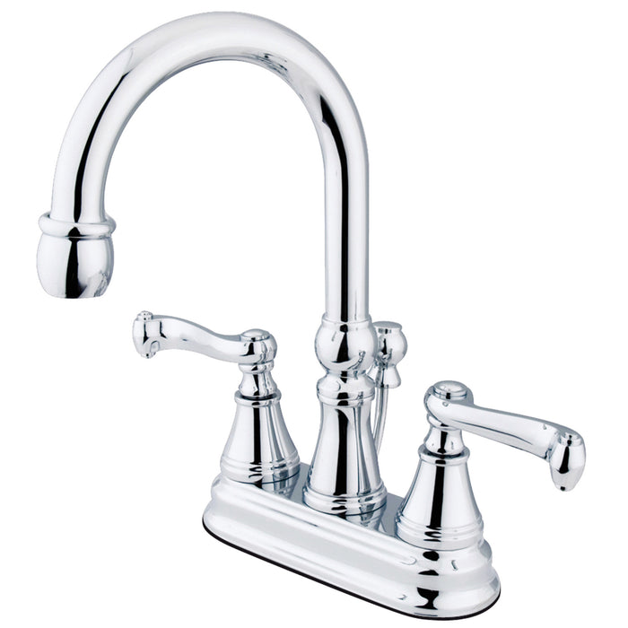 Royale KS2611FL Two-Handle 3-Hole Deck Mount 4" Centerset Bathroom Faucet with Brass Pop-Up, Polished Chrome
