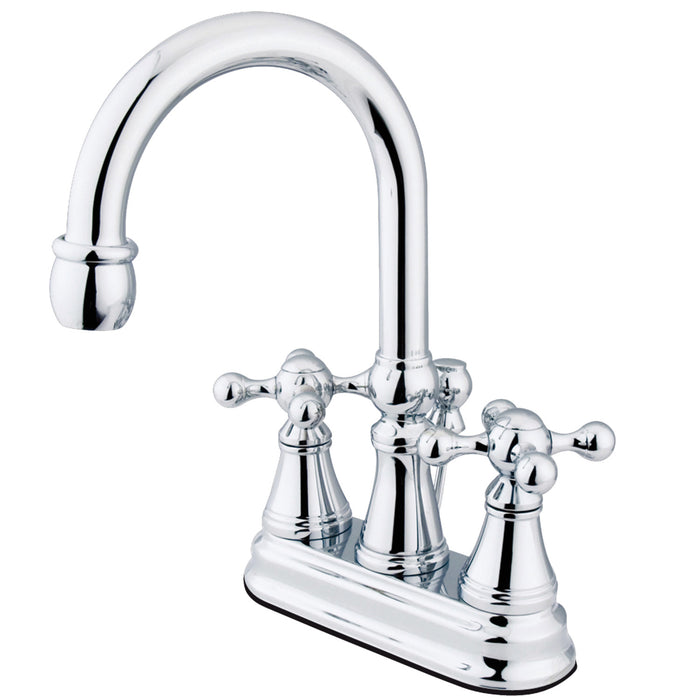 Governor KS2611KX Two-Handle 3-Hole Deck Mount 4" Centerset Bathroom Faucet with Brass Pop-Up, Polished Chrome