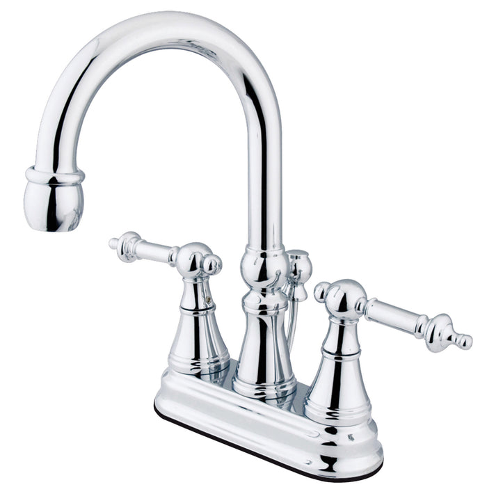 Templeton KS2611TL Two-Handle 3-Hole Deck Mount 4" Centerset Bathroom Faucet with Brass Pop-Up, Polished Chrome