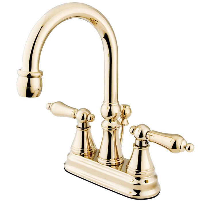Governor KS2612AL Two-Handle 3-Hole Deck Mount 4" Centerset Bathroom Faucet with Brass Pop-Up, Polished Brass
