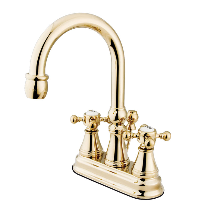 Vintage KS2612BX Two-Handle 3-Hole Deck Mount 4" Centerset Bathroom Faucet with Brass Pop-Up, Polished Brass