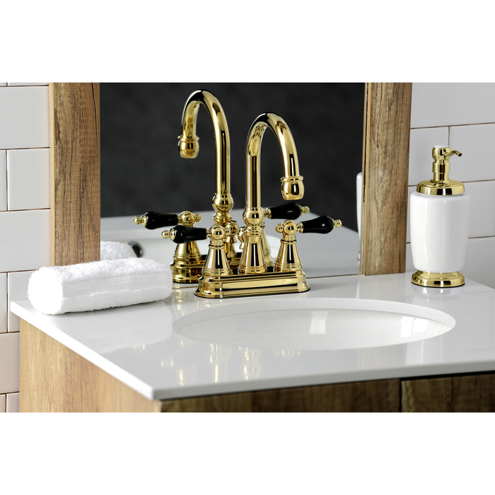 Duchess KS2612PKL Two-Handle Deck Mount 4" Centerset Bathroom Faucet with Brass Pop-Up, Polished Brass