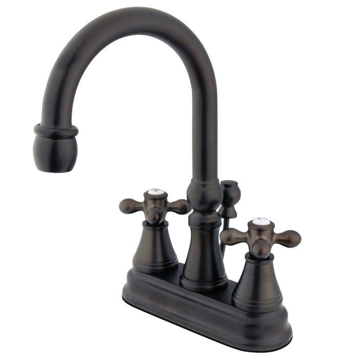 Restoration KS2615AX Two-Handle 3-Hole Deck Mount 4" Centerset Bathroom Faucet with Brass Pop-Up, Oil Rubbed Bronze