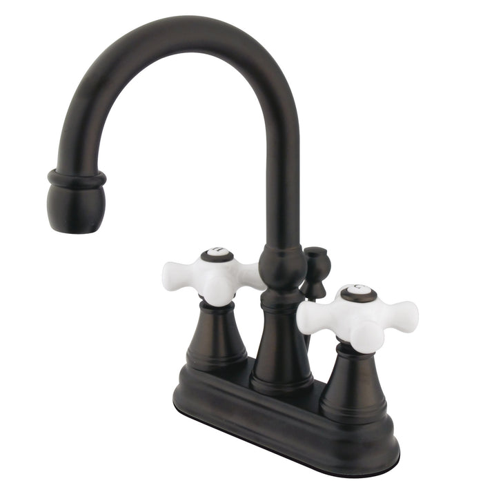Governor KS2615PX Two-Handle 3-Hole Deck Mount 4" Centerset Bathroom Faucet with Brass Pop-Up, Oil Rubbed Bronze