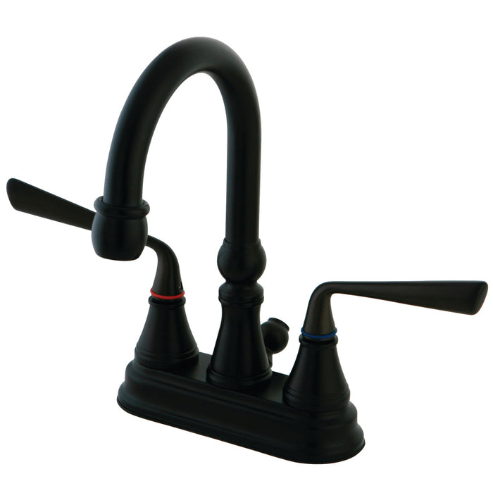 Silver Sage KS2615ZL Two-Handle 3-Hole Deck Mount 4" Centerset Bathroom Faucet with Brass Pop-Up, Oil Rubbed Bronze
