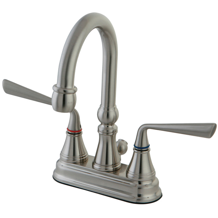 Silver Sage KS2618ZL Two-Handle 3-Hole Deck Mount 4" Centerset Bathroom Faucet with Brass Pop-Up, Brushed Nickel