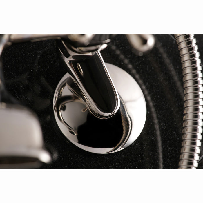 Kingston KS266PN Two-Handle 2-Hole Wall Mount Clawfoot Tub Faucet with Hand Shower, Polished Nickel