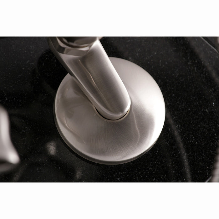 Kingston Heirloom KS266SN - Kingston Two-Handle 2-Hole Wall Mount Clawfoot Tub Faucet with Hand Shower, Brushed Nickel