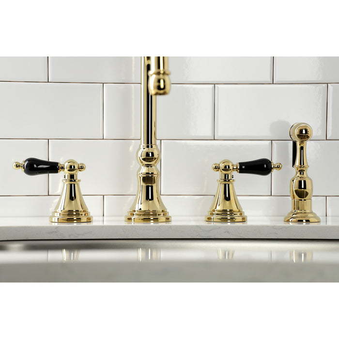 Duchess KS2792PKLBS Widespread Kitchen Faucet with Brass Sprayer, Polished Brass