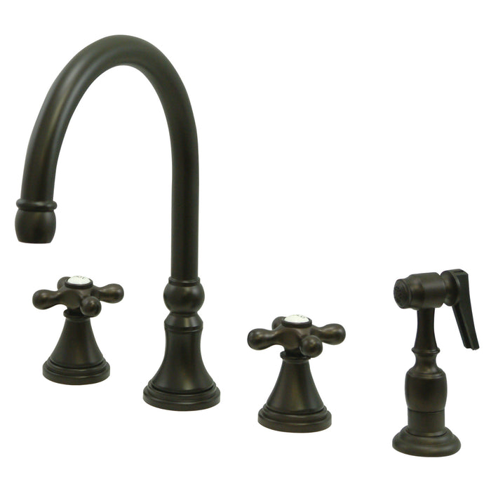 Governor KS2795AXBS Two-Handle 4-Hole Deck Mount Widespread Kitchen Faucet with Brass Sprayer, Oil Rubbed Bronze