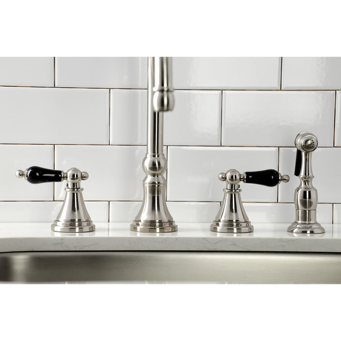 Duchess KS2798PKLBS Widespread Kitchen Faucet with Brass Sprayer, Brushed Nickel