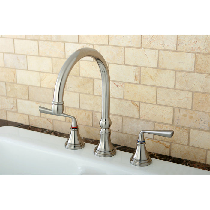Silver Sage KS2798ZLLS Two-Handle 3-Hole Deck Mount Widespread Kitchen Faucet, Brushed Nickel