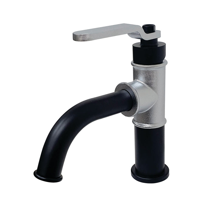 Whitaker KS2821KL Single-Handle 1-Hole Deck Mount Bathroom Faucet with Push Pop-Up, Matte Black/Polished Chrome