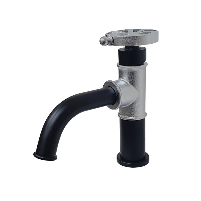 Belknap KS2821RX Single-Handle 1-Hole Deck Mount Bathroom Faucet with Push Pop-Up, Matte Black/Polished Chrome