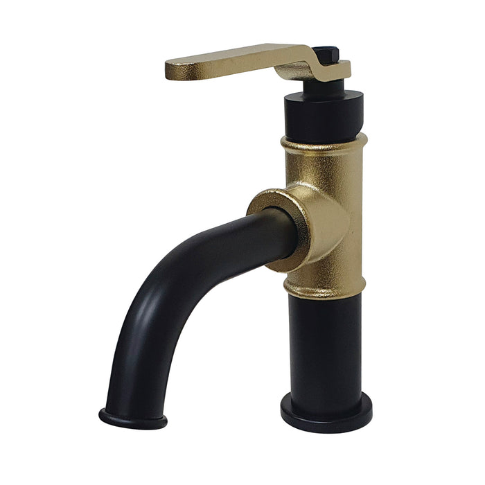 Whitaker KS2822KL Single-Handle 1-Hole Deck Mount Bathroom Faucet with Push Pop-Up, Matte Black/Polished Brass