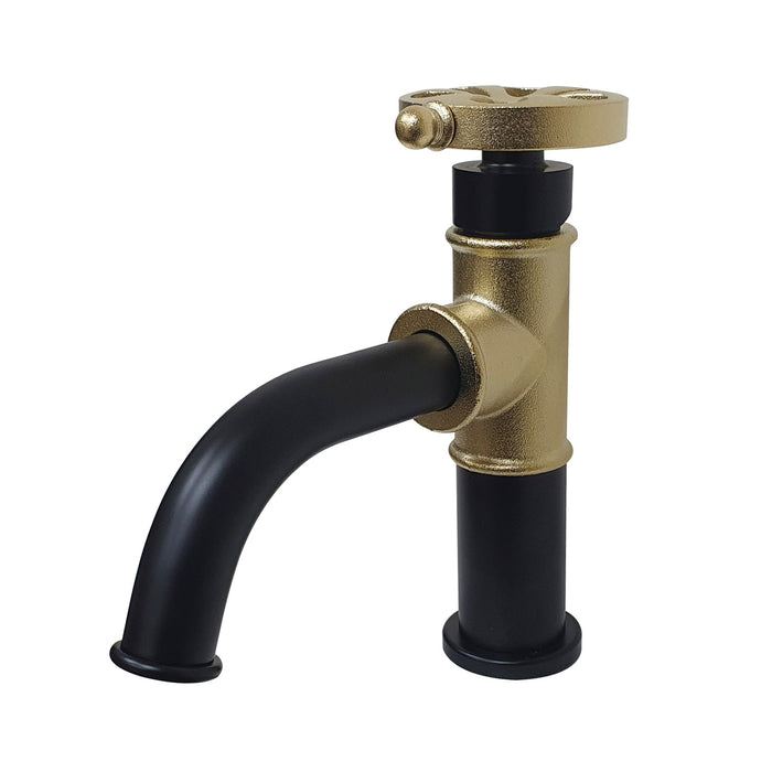Belknap KS2822RX Single-Handle 1-Hole Deck Mount Bathroom Faucet with Push Pop-Up, Matte Black/Polished Brass