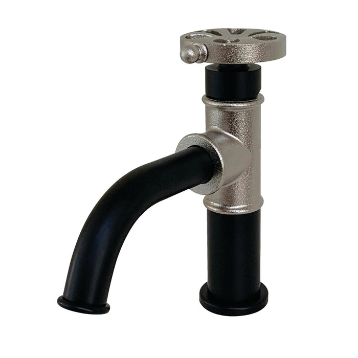 Belknap KS2826RX Single-Handle 1-Hole Deck Mount Bathroom Faucet with Push Pop-Up, Matte Black/Polished Nickel