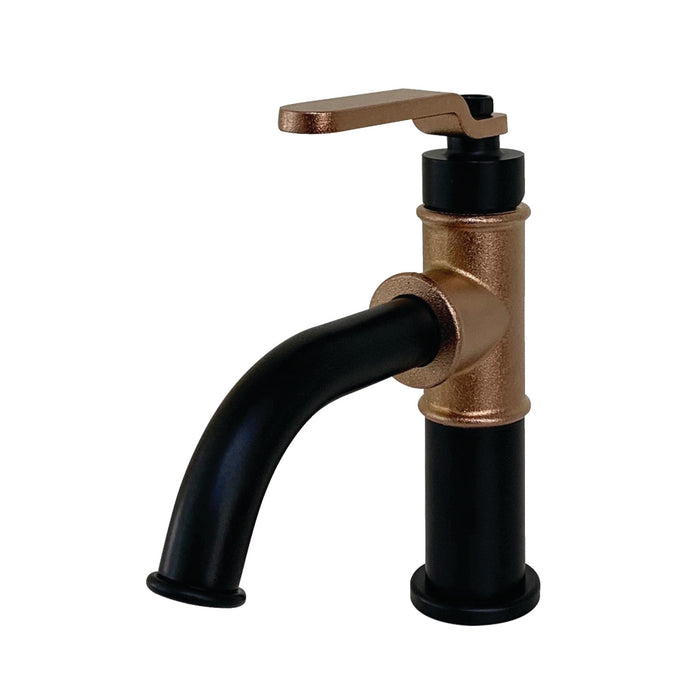 Whitaker KS2827KL Single-Handle 1-Hole Deck Mount Bathroom Faucet with Push Pop-Up, Matte Black/Rose Gold