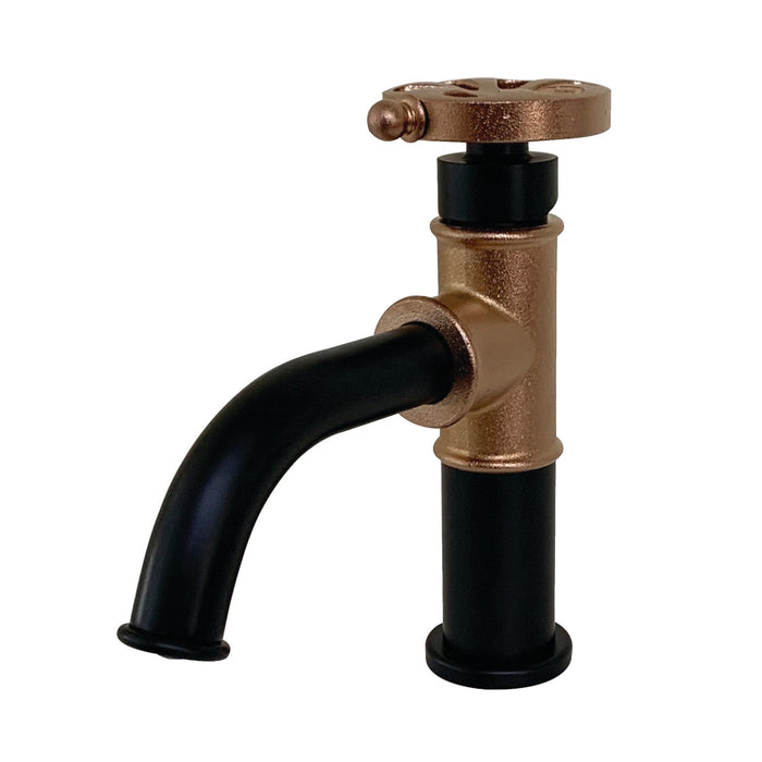 Belknap KS2827RX Single-Handle 1-Hole Deck Mount Bathroom Faucet with Push Pop-Up, Matte Black/Rose Gold