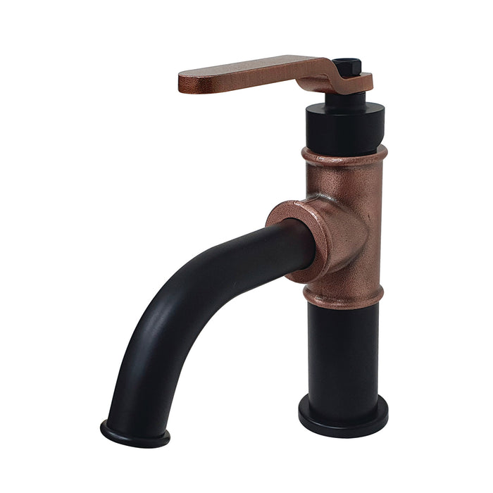 Whitaker KS282KLAC Single-Handle 1-Hole Deck Mount Bathroom Faucet with Push Pop-Up, Matte Black/Antique Copper