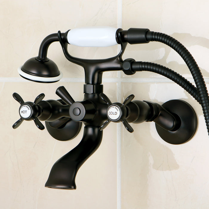 Essex KS285ORB Three-Handle 2-Hole Tub Wall Mount Clawfoot Tub Faucet with Hand Shower, Oil Rubbed Bronze