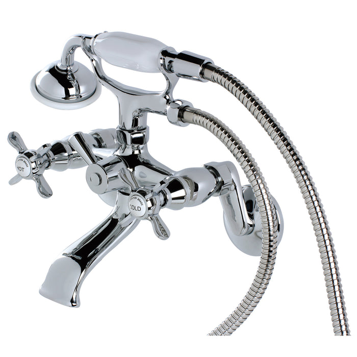 Essex KS286C Three-Handle 2-Hole Wall Mount Clawfoot Tub Faucet with Hand Shower, Polished Chrome