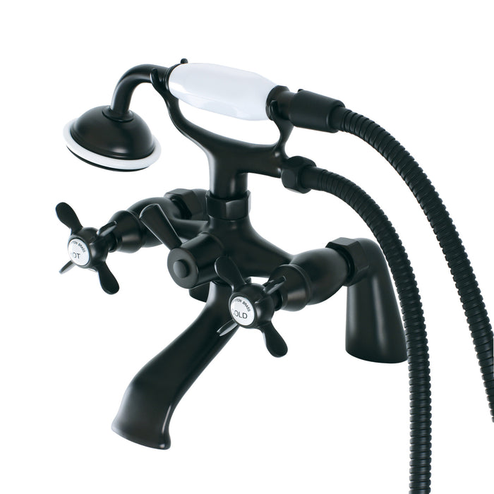 Essex KS287MB Three-Handle 2-Hole Deck Mount Clawfoot Tub Faucet with Hand Shower, Matte Black