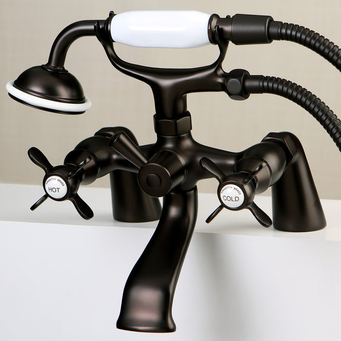 Essex KS287ORB Three-Handle 2-Hole Deck Mount Clawfoot Tub Faucet with Hand Shower, Oil Rubbed Bronze