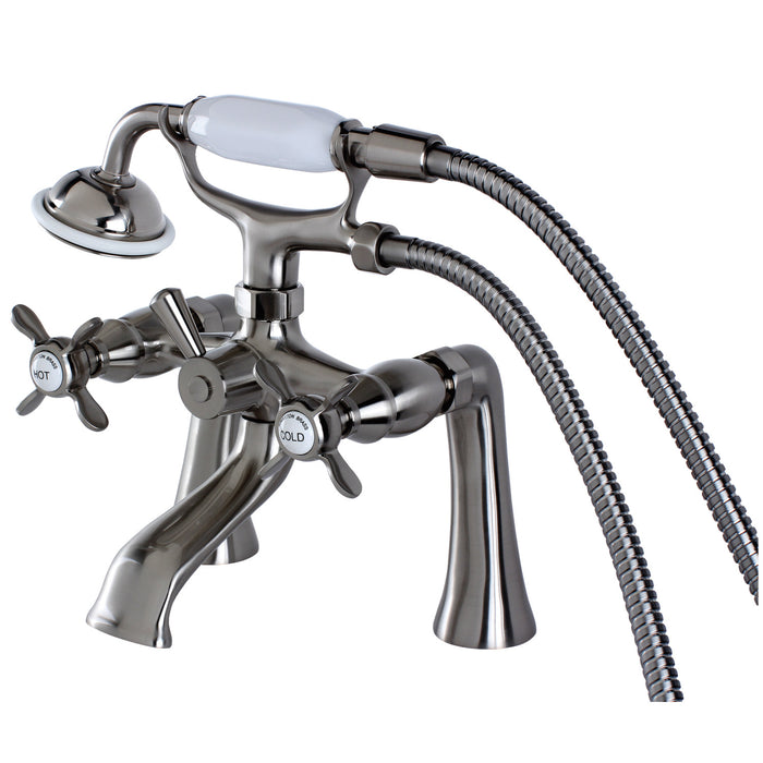 Essex KS288SN Three-Handle 2-Hole Deck Mount Clawfoot Tub Faucet with Hand Shower, Brushed Nickel