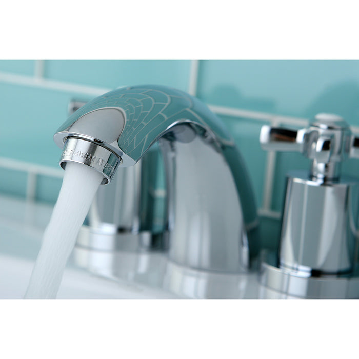 Kingston Tulare KS2951ZX - Millennium Two-Handle 3-Hole Deck Mount Mini-Widespread Bathroom Faucet with Brass Pop-Up, Polished Chrome