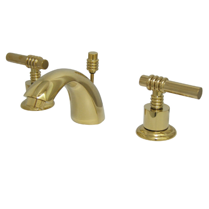 KS2952ML Two-Handle 3-Hole Deck Mount Mini-Widespread Bathroom Faucet with Brass Pop-Up, Polished Brass