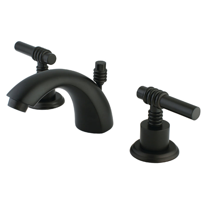 KS2955ML Two-Handle 3-Hole Deck Mount Mini-Widespread Bathroom Faucet with Brass Pop-Up, Oil Rubbed Bronze