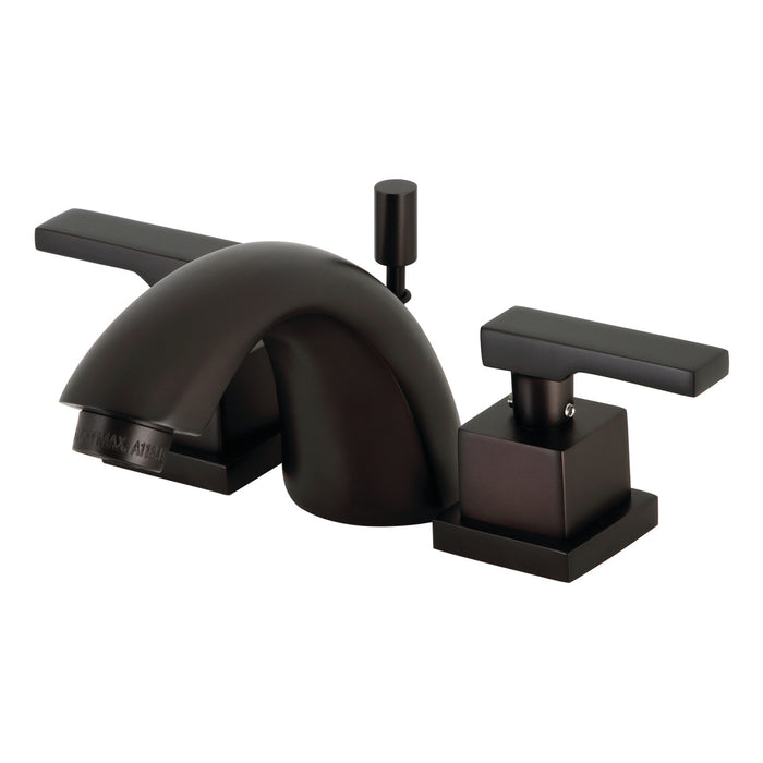 Executive KS2955QLL Two-Handle 3-Hole Deck Mount Mini-Widespread Bathroom Faucet with Brass Pop-Up, Oil Rubbed Bronze