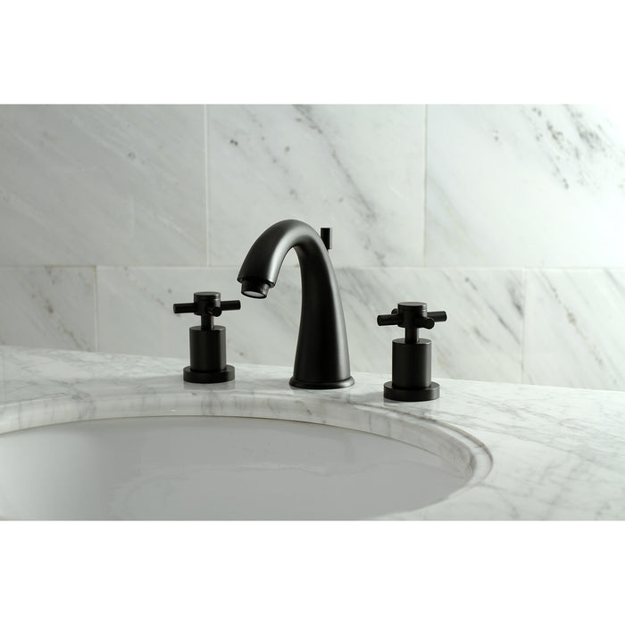 Concord KS2960DX Two-Handle 3-Hole Deck Mount Widespread Bathroom Faucet with Brass Pop-Up, Matte Black